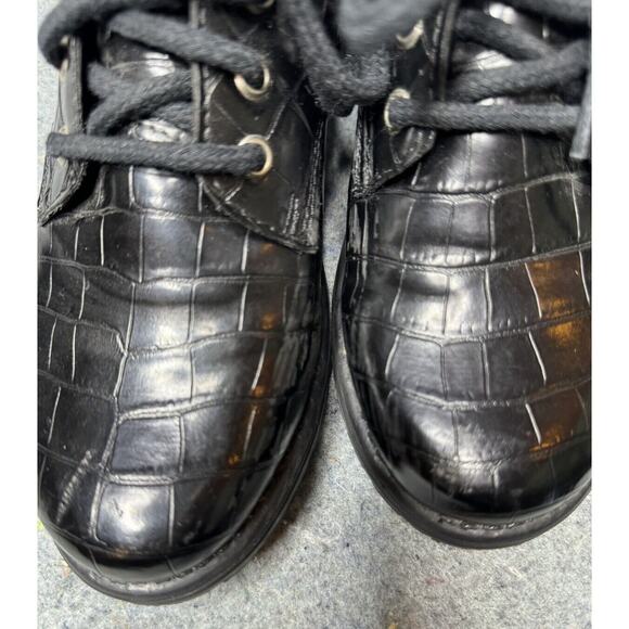 VINTAGE Steve Madden Bobbi Leather Vegan Combat Boot Black Croc 90s Y2K 7.5 RARE - Picture 8 of 10